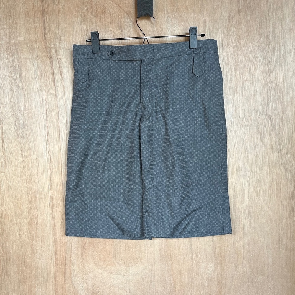 Y2K Borne Quiet Luxury Gray Cotton Polka Dot Fall Tailored Walking Shorts Sz 4